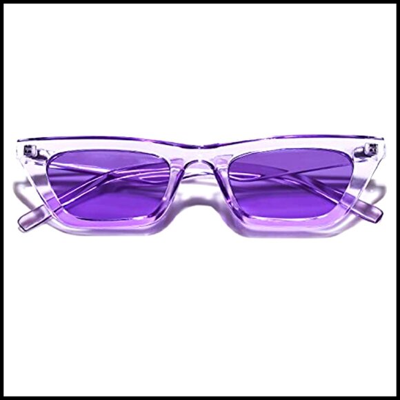 Small Trendy Skinny Cat Eye Sunglasses Retro Tiny Square Shade main image 4